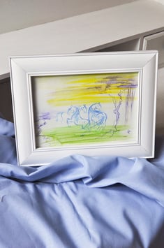 Aquarell – „Pferde in blau – Pferdestudie 1“