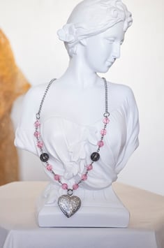 Kette mit Herzanhänger  „Erinnerungsherz“ in rosa