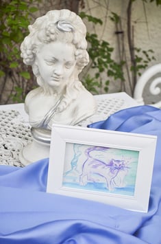 Aquarell – „Katze in lilagrün – Katzenstudie 5“