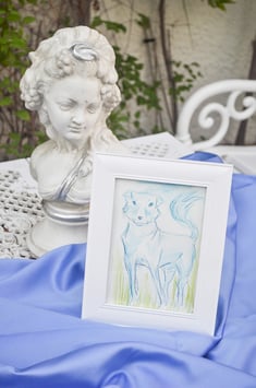 Aquarell – „Hund in graugrün – Hundestudie 1“