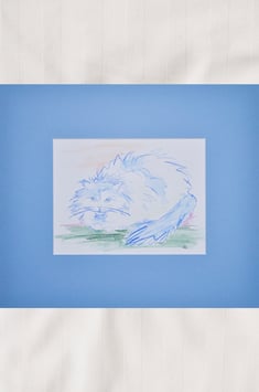 Aquarell – „Katze in blau – Katzenstudie 3“