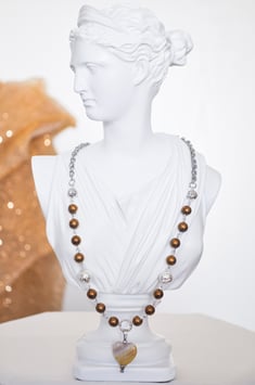 Kette mit Herzanhänger  „Elfenherz“ in beigegold