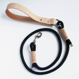 Schwarze Leine 'GINN' mit Leder