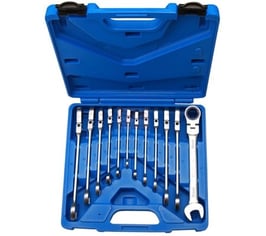 Ratschenring-Maulschlüssel Set, 90° stufenlos abwinkelbar, 8-19 mm, 12-tlg. (Art. 30950)