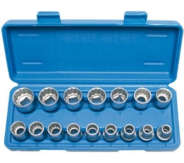 Steckschlüssel-Einsätze 12,5 (1/2), 8-24 mm, 12-kant, 16-tlg (Art.2226)