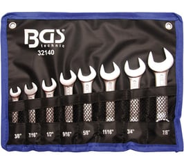 Maulringschlüssel-Satz in Zollgrössen, extra kurz, 3/8" - 7/8", 8-tlg (Art.32140)