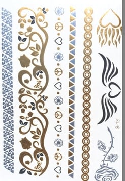 Tatouage temporaire métallique (TAG068) 21cm X 15cm