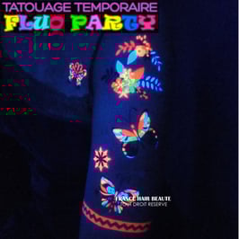 2 PLANCHES DE TATOUAGES TEMPORAIRES FLUO DIFFERENTES (LOT 0213) 21cm X 15cm