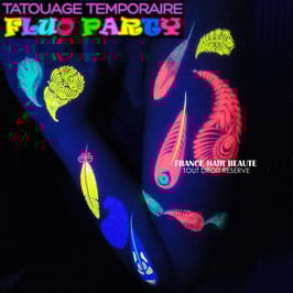 2 PLANCHE DE TATOUAGES TEMPORAIRES FLUO DIFFERENTES (SSD8615TD8626) 21cm X 15cm