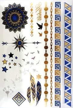 Tatouage temporaire métallique (COYH108) 21cm X 15cm
