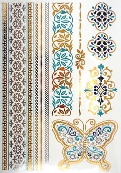 Tatouage temporaire métallique (COYH109) 21cm X 15cm