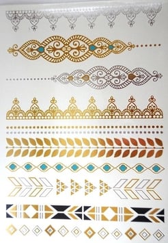 Tatouage temporaire métallique (COYH078) 21cm X 15cm