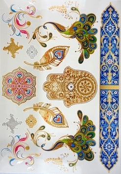 Tatouage temporaire métallique (COYH75) 21cm X 15cm