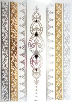 Tatouage temporaire métallique (COYH022) 21cm X 15cm
