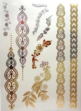 Tatouage temporaire métallique (COY104) 21cm X 15cm