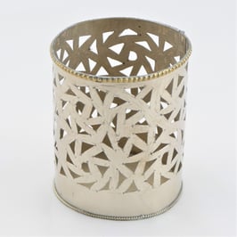 Windlicht aus Alpaka und Messingrand