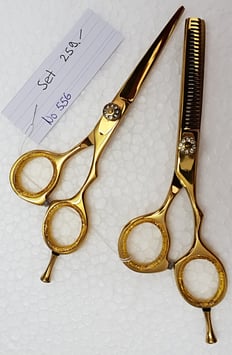 556 Haarscheren Set gold 5.5" + Effilier