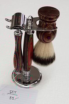 Rasier Set mit Pinsel und Halter, Mulitcolor Holz