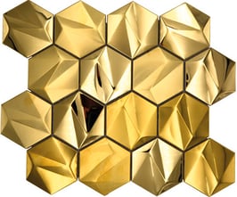 Mosaico Esagono 3D in Metallo Oro lucido