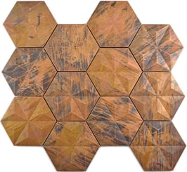 Mosaico Esagono 3D in Metallo Rame