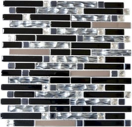 Mosaico in Vetro Cristallo Brick Black 15/48/98/148mm