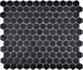 Mosaico 23/26mm ANTISCIVOLO Esagoni NERO opaco