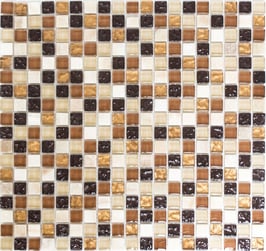 Mosaico Marmo Vetro 15mm Natural Mix Brown