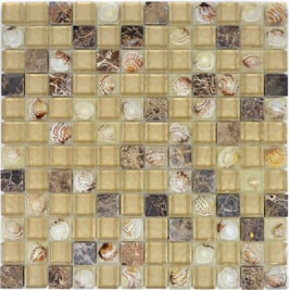 Mosaico vetro marmo 23mm Conchiglia Emperador