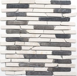 Mosaico Muretto Marmo Biancone Nero anticato