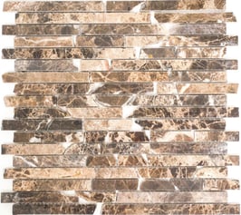 Mosaico Muretto Marmo Impala Brown lucido