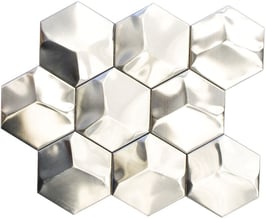 Mosaico Esagono 3D in Metallo Acciaio satinato