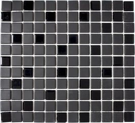 Mosaico 25mm Antiscivolo Ruvido MIX NERO CERAMICA VETRO opaco