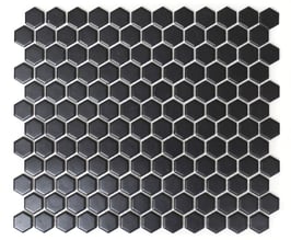 Mosaico Esagonale Ceramica NERO MAT