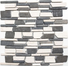 Mosaico Muretto Marmo Biancone Nero Marquinia Big anticato