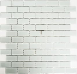 Mosaico Brick CRYSTAL WHITE in vetro lucido 25x50mm