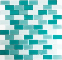 Mosaico Brick CRYSTAL ACQUAMARINA in vetro lucido 25x50mm