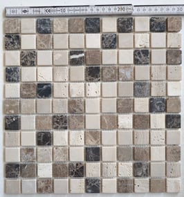 Mosaico 25x25 mm in MARMO Mix Beige, Travertino, Brown spess. 4mm