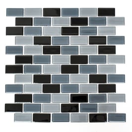 Mosaico Brick CRYSTAL NERO in vetro lucido 25x50mm