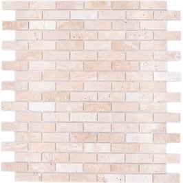 Mosaico Adesivo in marmo 15/50mm Brick Travertino Beige