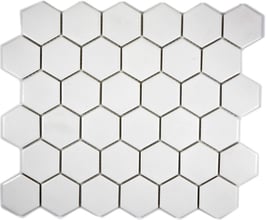 Mosaico 51/59mm ANTISCIVOLO Esagoni Bianco opaco