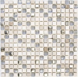 Mosaico Marmo Vetro 15mm Graffiti Mix Grigio Metal