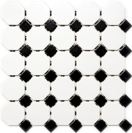Mosaico Ottagono BIANCO MAT NERO LUC