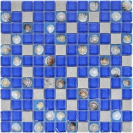 Mosaico vetro marmo 23mm Conchiglia Blu