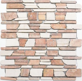 Mosaico Muretto Marmo Biancone Rosso Verona Big anticato