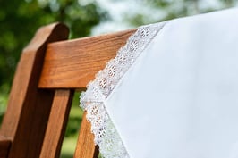 Châle baptême bébé coton blanc dentelle