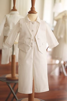 Pantalon baptême garçon coton blanc naturel