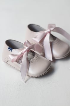 Chaussons bébé fille ballerines cuir rose
