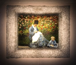 モネ「カミーユ・モネと子供」と和紙ックセット　和紙柄AWATABE