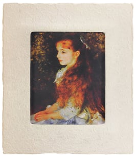 ルノワール「少女イレーヌ」と和紙ックセット（小サイズ）　卓上アクリルスタンド付き　和紙柄AWATABE