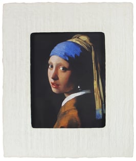 フェルメール「真珠の耳飾りの少女」と和紙ックセット（小サイズ）　卓上アクリルスタンド付き　和紙柄OOTAKI